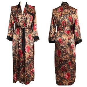 Emily Daniell Vintage Hollywood Regency Style Belted Kimono long Robe Small
